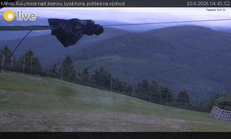 Město Rokytnice nad Jizerou - Lysá hora, pohled na východ - 10.6.2026 v 04:45