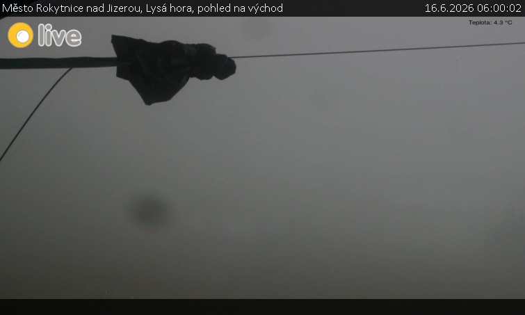 Město Rokytnice nad Jizerou - Lysá hora, pohled na východ - 16.6.2026 v 06:00