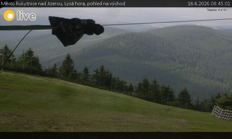 Město Rokytnice nad Jizerou - Lysá hora, pohled na východ - 16.6.2026 v 08:45
