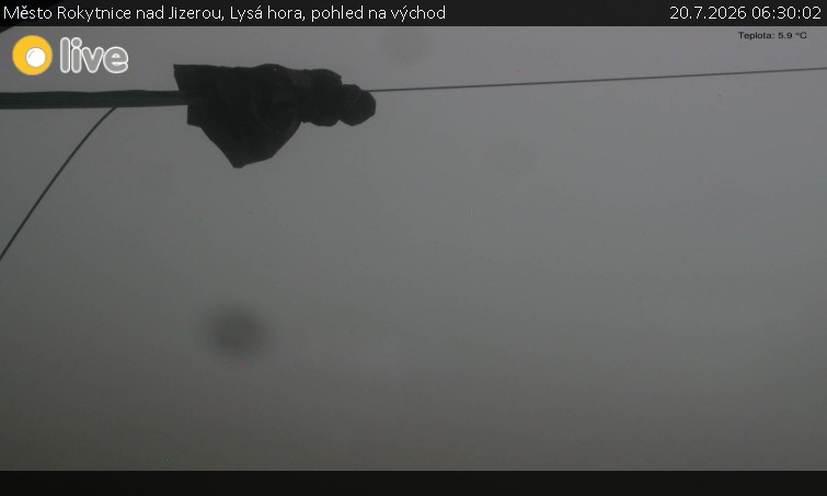 Město Rokytnice nad Jizerou - Lysá hora, pohled na východ - 20.7.2026 v 06:30