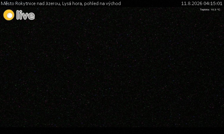 Město Rokytnice nad Jizerou - Lysá hora, pohled na východ - 11.8.2026 v 04:15
