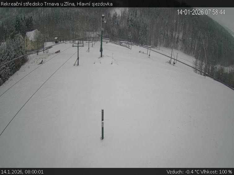 Rekreační středisko Trnava u Zlína - Hlavní sjezdovka - 14.1.2026 v 08:00