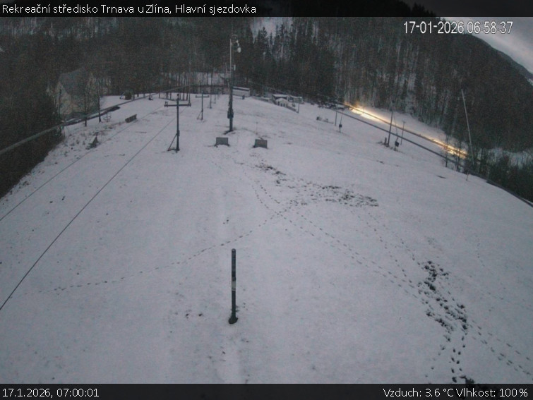 Rekreační středisko Trnava u Zlína - Hlavní sjezdovka - 17.1.2026 v 07:00