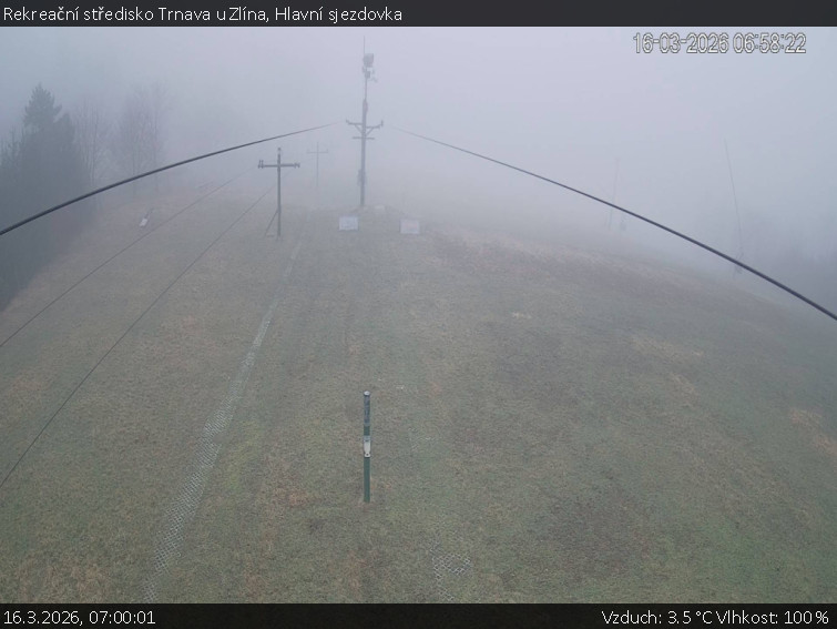 Rekreační středisko Trnava u Zlína - Hlavní sjezdovka - 16.3.2026 v 07:00