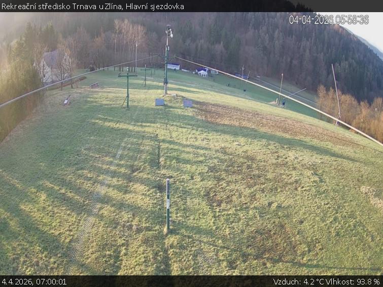 Rekreační středisko Trnava u Zlína - Hlavní sjezdovka - 4.4.2026 v 07:00