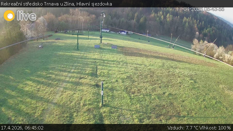Rekreační středisko Trnava u Zlína - Hlavní sjezdovka - 17.4.2026 v 06:45