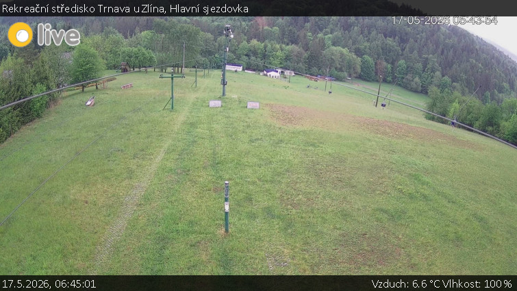 Rekreační středisko Trnava u Zlína - Hlavní sjezdovka - 17.5.2026 v 06:45