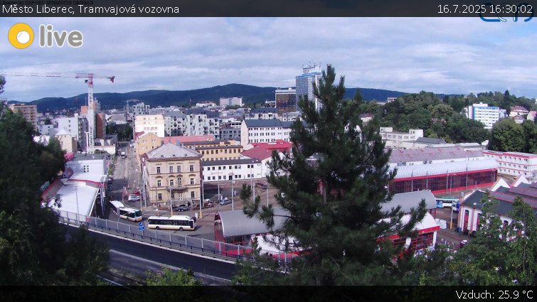 Město Liberec - Tramvajová vozovna - 16.7.2025 v 16:30 Město Liberec - Tramvajová vozovna - 16.7.2025 v 16:30