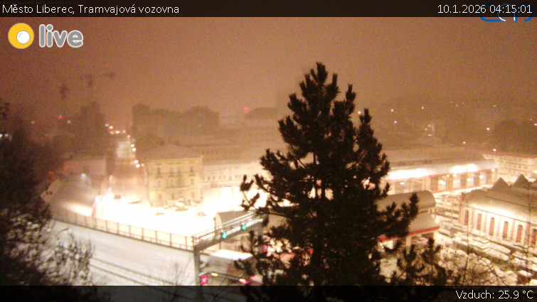 Město Liberec - Tramvajová vozovna - 10.1.2026 v 04:15