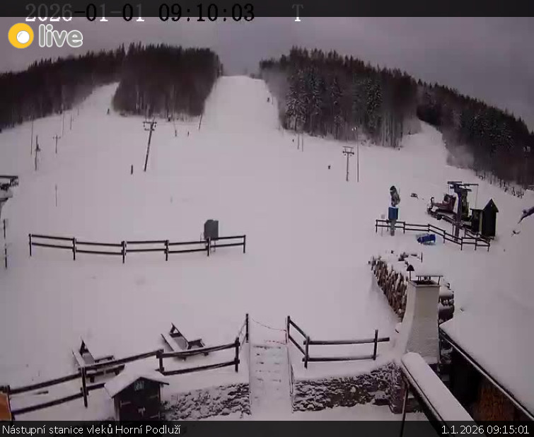 Skiareál Horní Podluží - Nástupní stanice vleků Horní Podluží - 1.1.2026 v 09:15