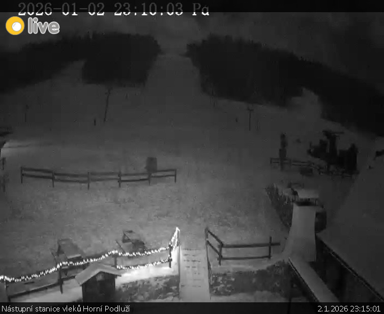 Skiareál Horní Podluží - Nástupní stanice vleků Horní Podluží - 2.1.2026 v 23:15