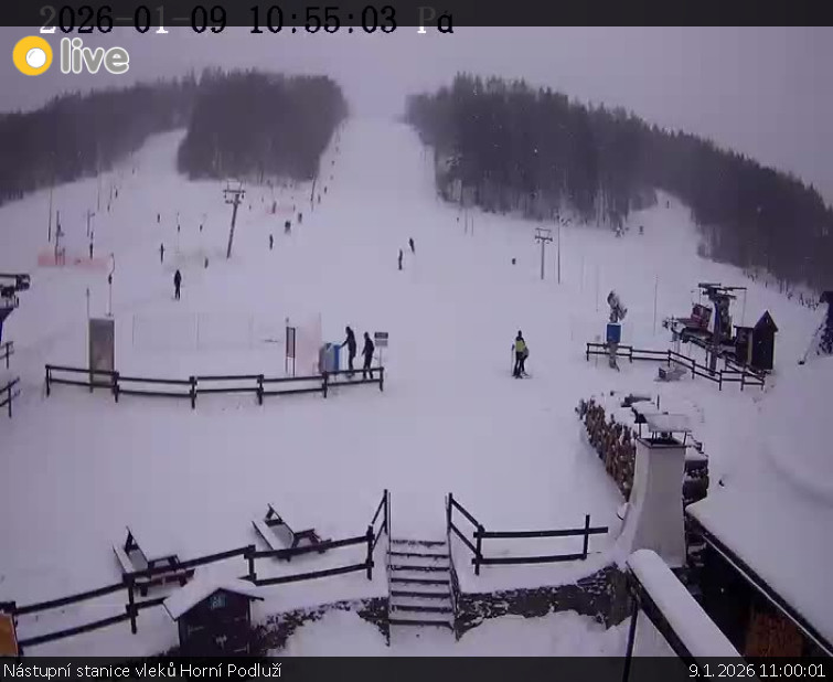 Skiareál Horní Podluží - Nástupní stanice vleků Horní Podluží - 9.1.2026 v 11:00