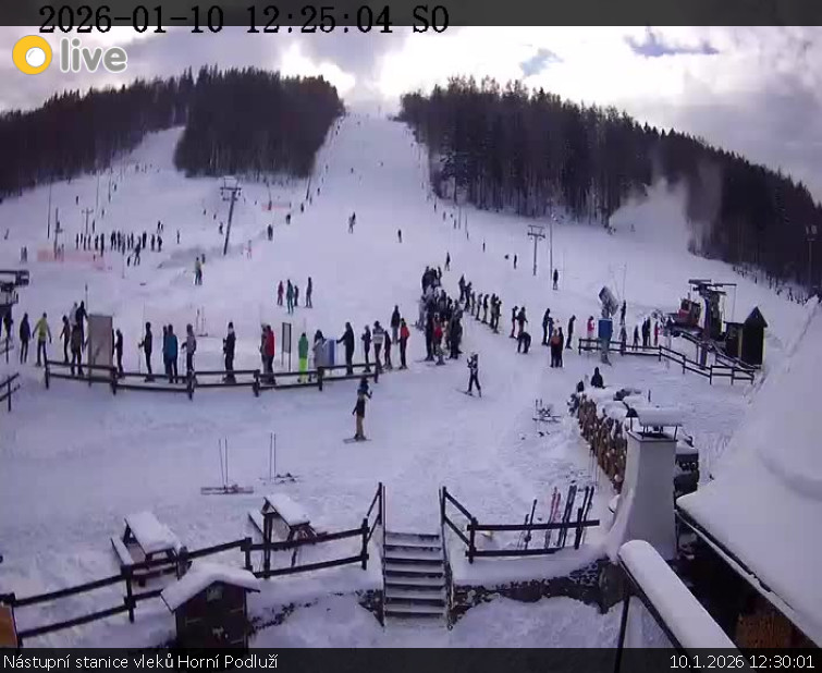 Skiareál Horní Podluží - Nástupní stanice vleků Horní Podluží - 10.1.2026 v 12:30