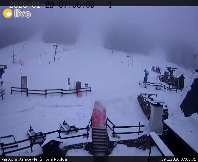 Skiareál Horní Podluží - Nástupní stanice vleků Horní Podluží - 29.1.2026 v 08:00