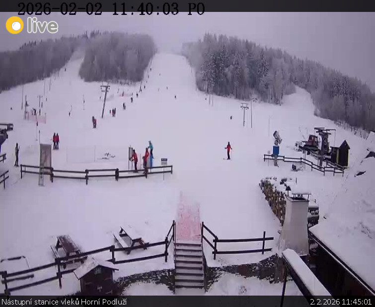 Skiareál Horní Podluží - Nástupní stanice vleků Horní Podluží - 2.2.2026 v 11:45