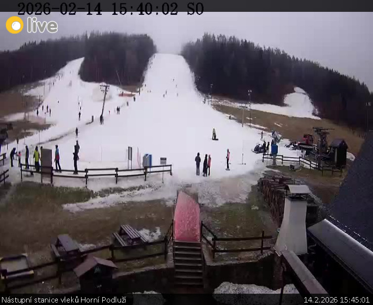 Skiareál Horní Podluží - Nástupní stanice vleků Horní Podluží - 14.2.2026 v 15:45