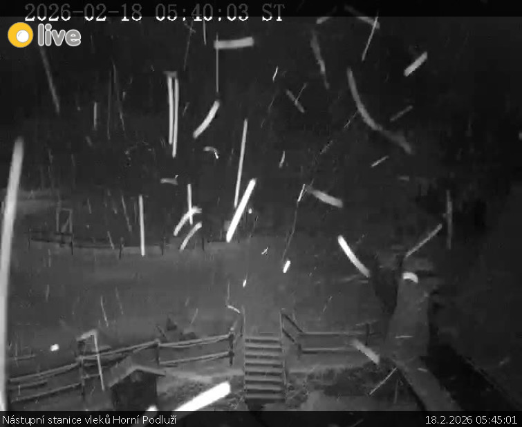 Skiareál Horní Podluží - Nástupní stanice vleků Horní Podluží - 18.2.2026 v 05:45