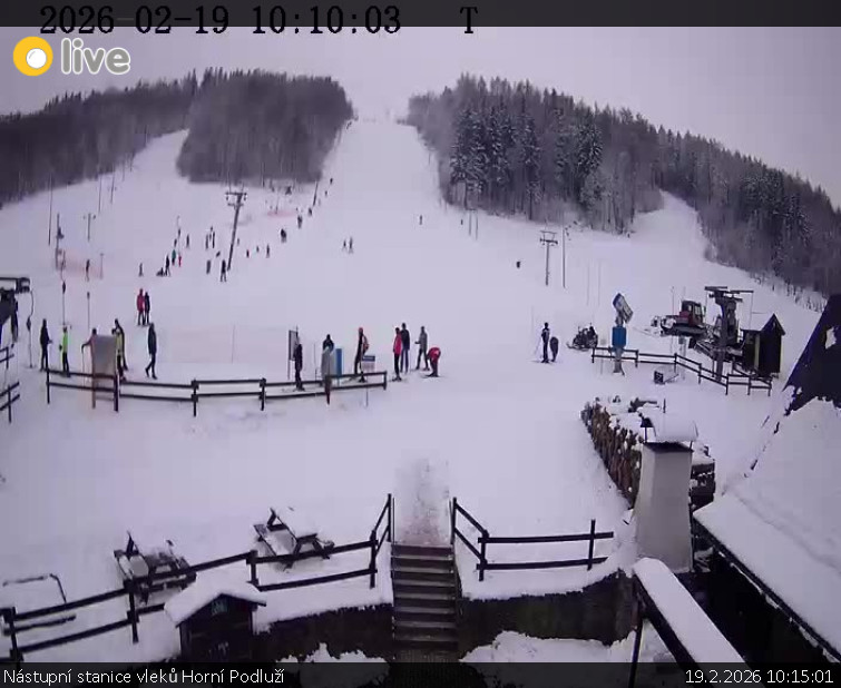 Skiareál Horní Podluží - Nástupní stanice vleků Horní Podluží - 19.2.2026 v 10:15