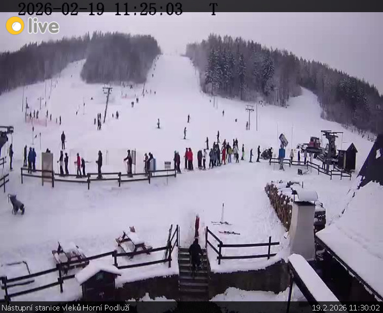 Skiareál Horní Podluží - Nástupní stanice vleků Horní Podluží - 19.2.2026 v 11:30