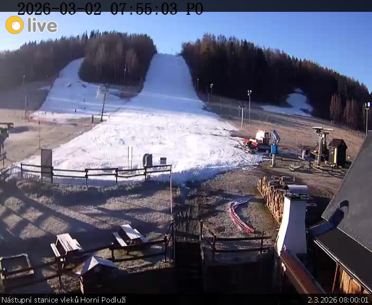 Skiareál Horní Podluží - Nástupní stanice vleků Horní Podluží - 2.3.2026 v 08:00