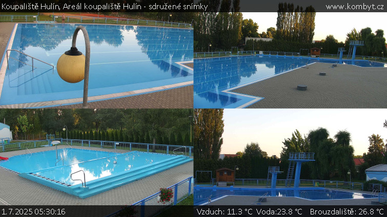 Koupaliště Hulín - Areál koupaliště Hulín - sdružené snímky - 1.7.2025 v 05:30 Koupaliště Hulín - Areál koupaliště Hulín - sdružené snímky - 1.7.2025 v 05:30