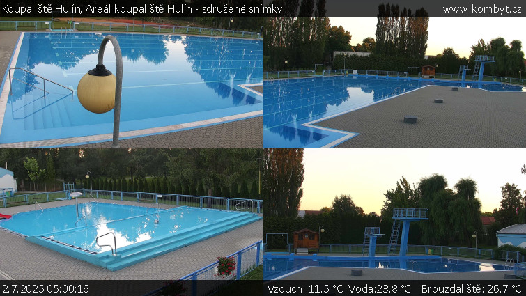 Koupaliště Hulín - Areál koupaliště Hulín - sdružené snímky - 2.7.2025 v 05:00 Koupaliště Hulín - Areál koupaliště Hulín - sdružené snímky - 2.7.2025 v 05:00