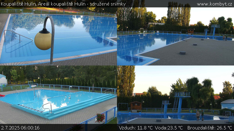 Koupaliště Hulín - Areál koupaliště Hulín - sdružené snímky - 2.7.2025 v 06:00 Koupaliště Hulín - Areál koupaliště Hulín - sdružené snímky - 2.7.2025 v 06:00