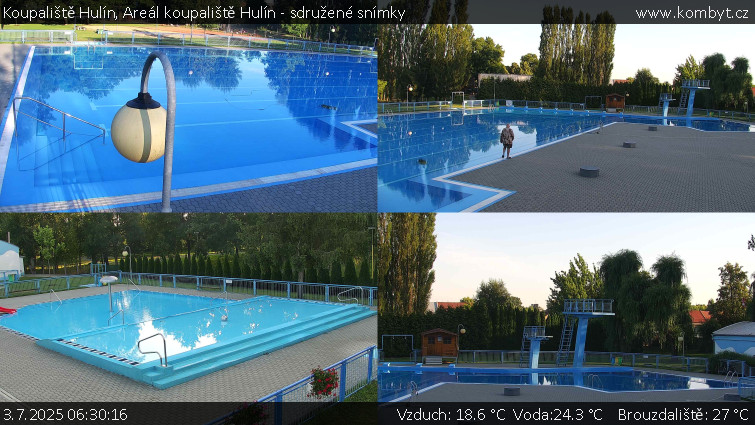 Koupaliště Hulín - Areál koupaliště Hulín - sdružené snímky - 3.7.2025 v 06:30