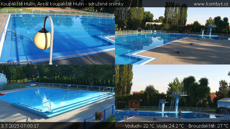 Koupaliště Hulín - Areál koupaliště Hulín - sdružené snímky - 3.7.2025 v 07:00