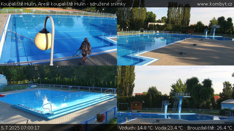 Koupaliště Hulín - Areál koupaliště Hulín - sdružené snímky - 5.7.2025 v 07:00 Koupaliště Hulín - Areál koupaliště Hulín - sdružené snímky - 5.7.2025 v 07:00
