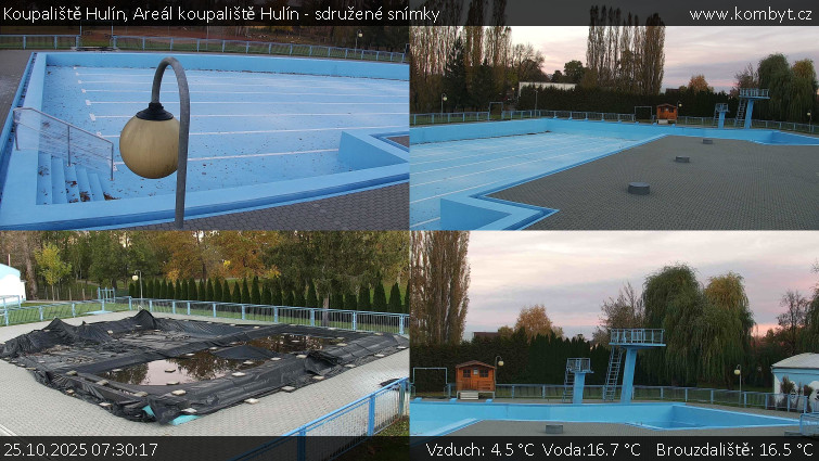 Koupaliště Hulín - Areál koupaliště Hulín - sdružené snímky - 25.10.2025 v 07:30 Koupaliště Hulín - Areál koupaliště Hulín - sdružené snímky - 25.10.2025 v 07:30