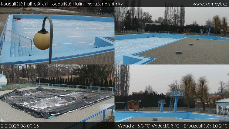 Koupaliště Hulín - Areál koupaliště Hulín - sdružené snímky - 2.2.2026 v 08:00