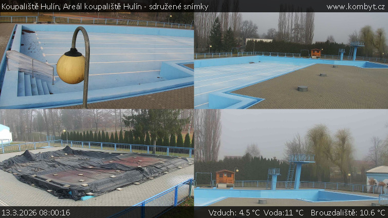 Koupaliště Hulín - Areál koupaliště Hulín - sdružené snímky - 13.3.2026 v 08:00