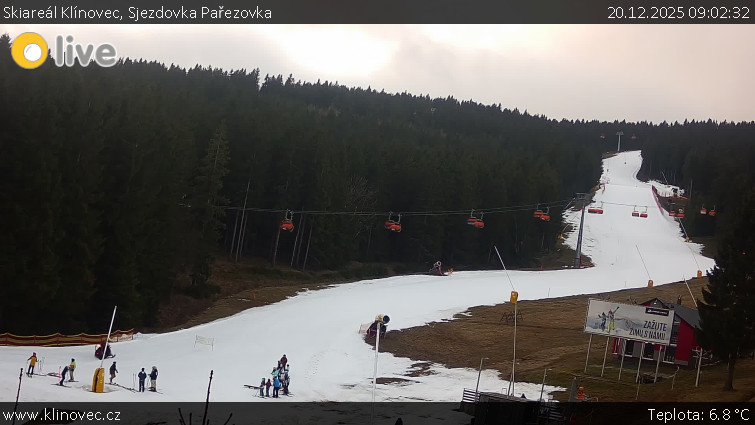 Skiareál Klínovec - Sjezdovka Pařezovka, lanovka CineStar Express - 20.12.2025 v 09:02