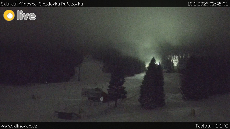 Skiareál Klínovec - Sjezdovka Pařezovka, lanovka CineStar Express - 10.1.2026 v 02:45