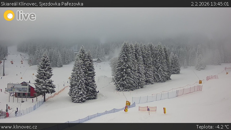 Skiareál Klínovec - Sjezdovka Pařezovka, lanovka CineStar Express - 2.2.2026 v 13:45