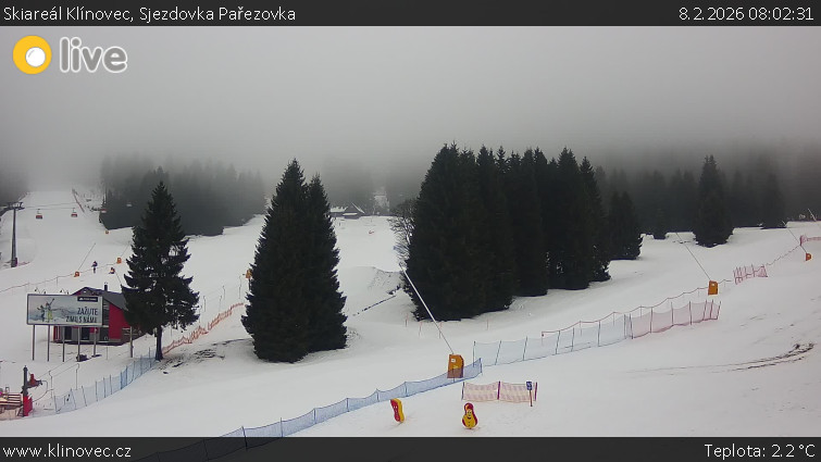 Skiareál Klínovec - Sjezdovka Pařezovka, lanovka CineStar Express - 8.2.2026 v 08:02