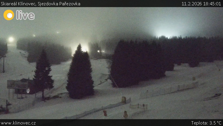 Skiareál Klínovec - Sjezdovka Pařezovka, lanovka CineStar Express - 11.2.2026 v 18:45