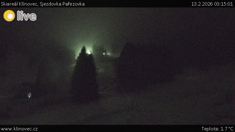Skiareál Klínovec - Sjezdovka Pařezovka, lanovka CineStar Express - 13.2.2026 v 03:15