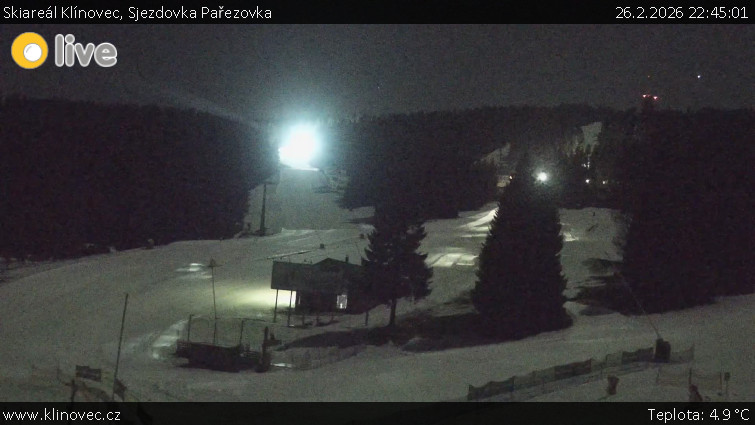 Skiareál Klínovec - Sjezdovka Pařezovka, lanovka CineStar Express - 26.2.2026 v 22:45