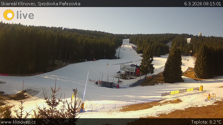 Skiareál Klínovec - Sjezdovka Pařezovka, lanovka CineStar Express - 6.3.2026 v 08:15