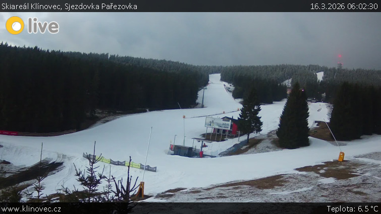 Skiareál Klínovec - Sjezdovka Pařezovka, lanovka CineStar Express - 16.3.2026 v 06:02