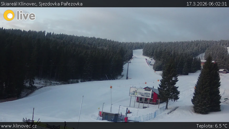 Skiareál Klínovec - Sjezdovka Pařezovka, lanovka CineStar Express - 17.3.2026 v 06:02
