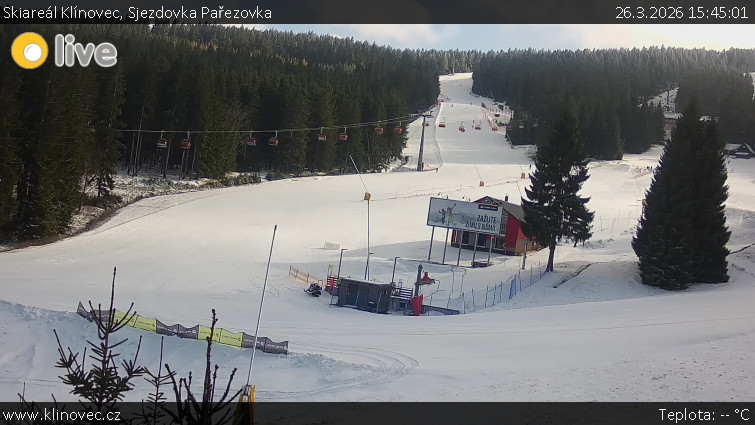 Skiareál Klínovec - Sjezdovka Pařezovka, lanovka CineStar Express - 26.3.2026 v 15:45