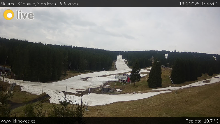 Skiareál Klínovec - Sjezdovka Pařezovka, lanovka CineStar Express - 19.4.2026 v 07:45