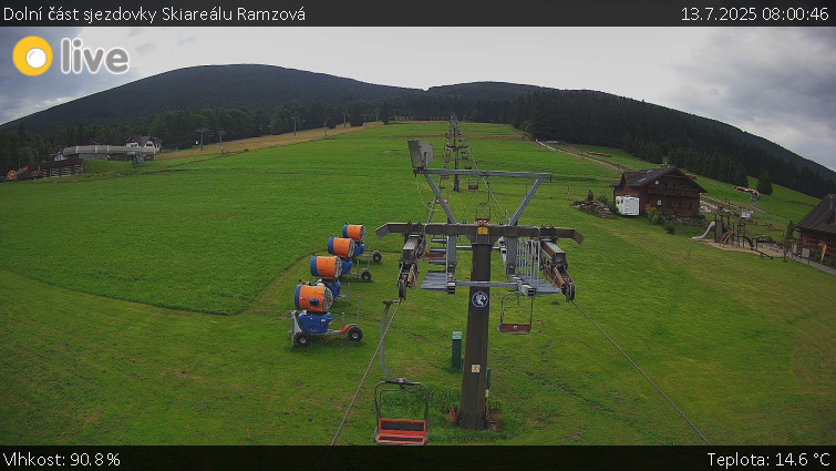 Skiarena R3 Ramzová - Dolní část sjezdovky Skiareálu Ramzová - 13.7.2025 v 08:00 Skiarena R3 Ramzová - Dolní část sjezdovky Skiareálu Ramzová - 13.7.2025 v 08:00