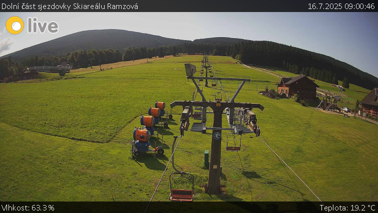 Skiarena R3 Ramzová - Dolní část sjezdovky Skiareálu Ramzová - 16.7.2025 v 09:00 Skiarena R3 Ramzová - Dolní část sjezdovky Skiareálu Ramzová - 16.7.2025 v 09:00