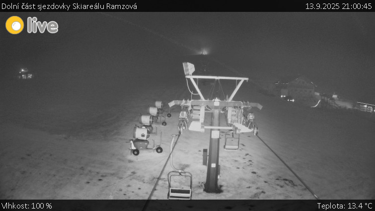 Horské atrakce Ramzová - Dolní část sjezdovky Skiareálu Ramzová - 13.9.2025 v 21:00