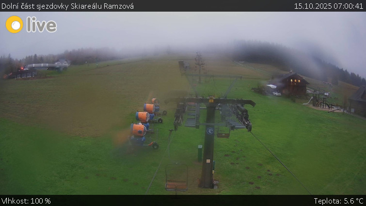 Horské atrakce Ramzová - Dolní část sjezdovky Skiareálu Ramzová - 15.10.2025 v 07:00 Horské atrakce Ramzová - Dolní část sjezdovky Skiareálu Ramzová - 15.10.2025 v 07:00