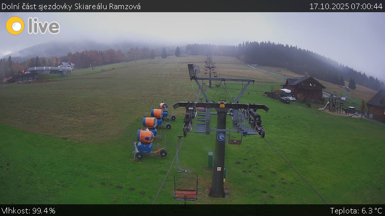Horské atrakce Ramzová - Dolní část sjezdovky Skiareálu Ramzová - 17.10.2025 v 07:00 Horské atrakce Ramzová - Dolní část sjezdovky Skiareálu Ramzová - 17.10.2025 v 07:00